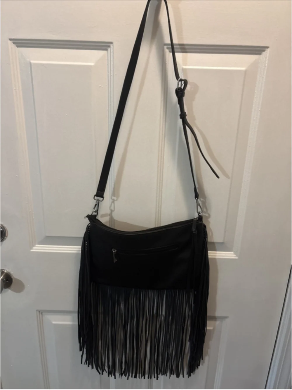 Imoshion Crossbody Bag Fringe & Gold Studded Vegan Leather ~ Black (1082)